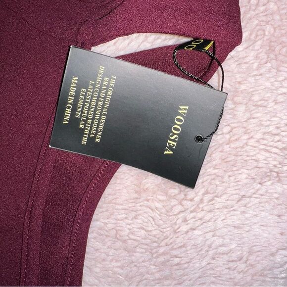 WOOSEA Sz M Wine Split Bodycon Mermaid Formal Event Prom Evening dress - Picture 3 of 13